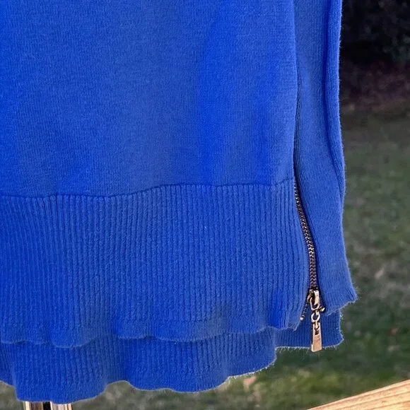Cache Women’s XS Long Sleeve Sweater Royal Blue Ribbed Gold Zipper Stretch - Picture 9 of 16